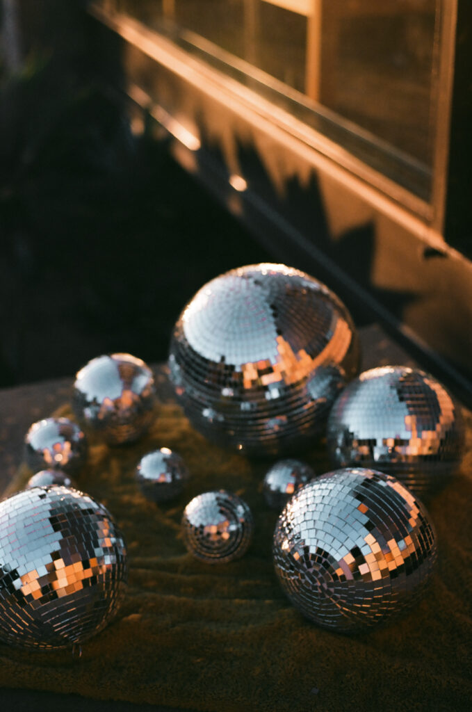 Disco balls Topanga Canyon Malibu Destination Wedding