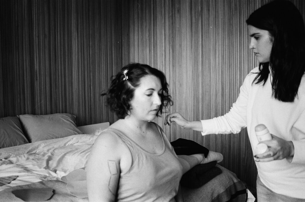 Bride getting hair done. Topanga Canyon Malibu Destination Wedding