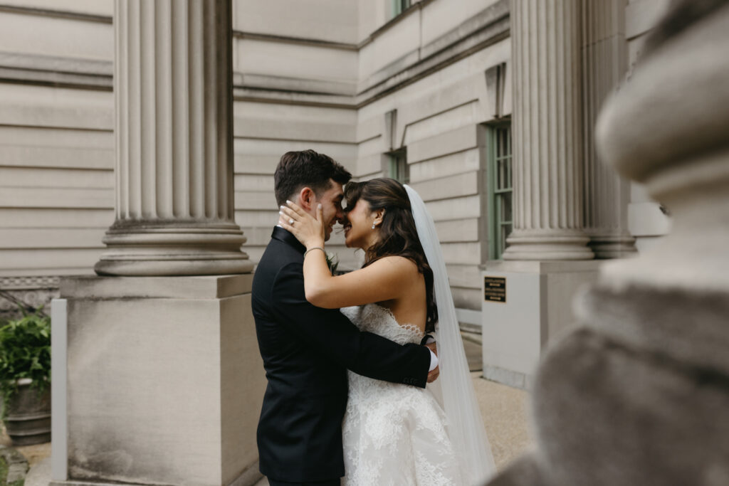 First look with bride and groom at the Larz Anderson House DC 