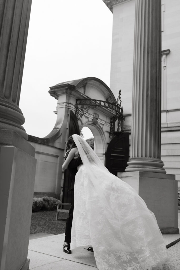Fine art portrait of the couple in the entrance of the Larz Anderson House in Washington DC
