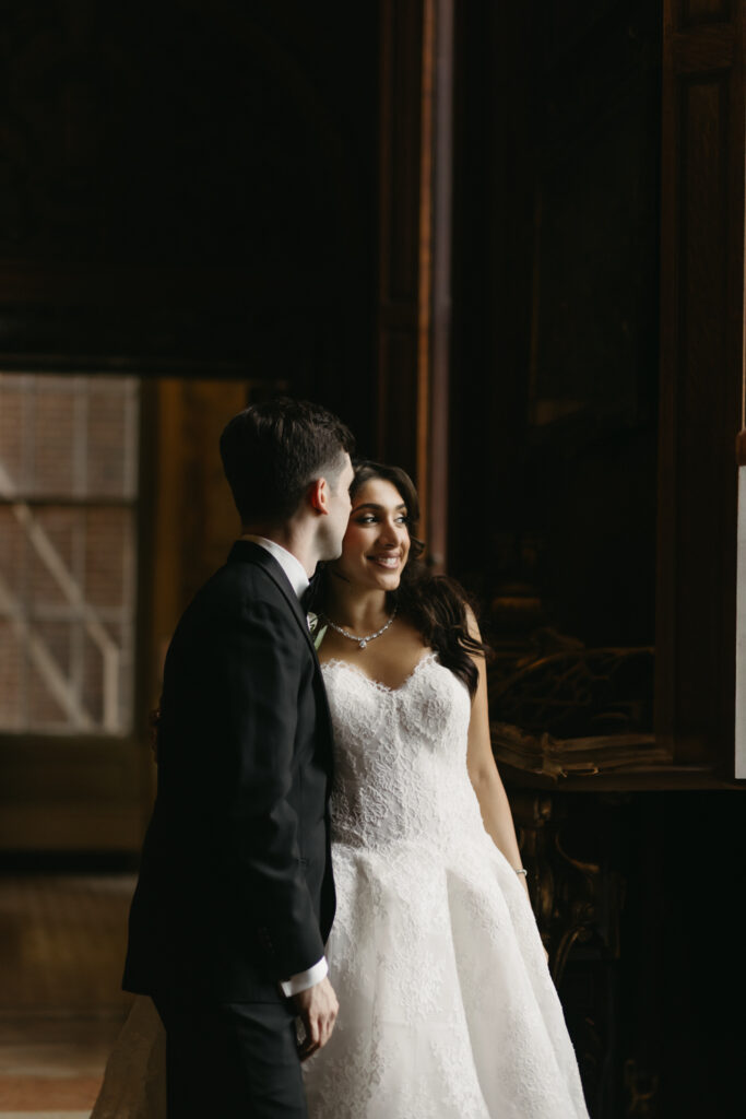 Portrait of bride and groom at their Larz Anderson House DC Wedding