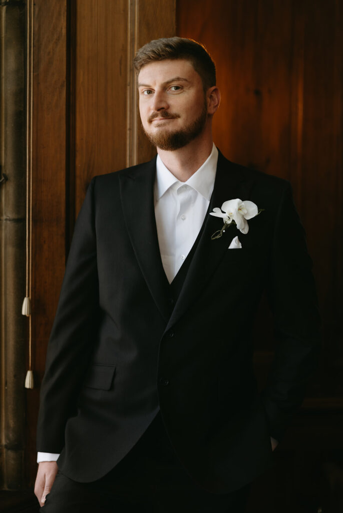 Portrait of Groom at Branch Museum Richmond wedding venue