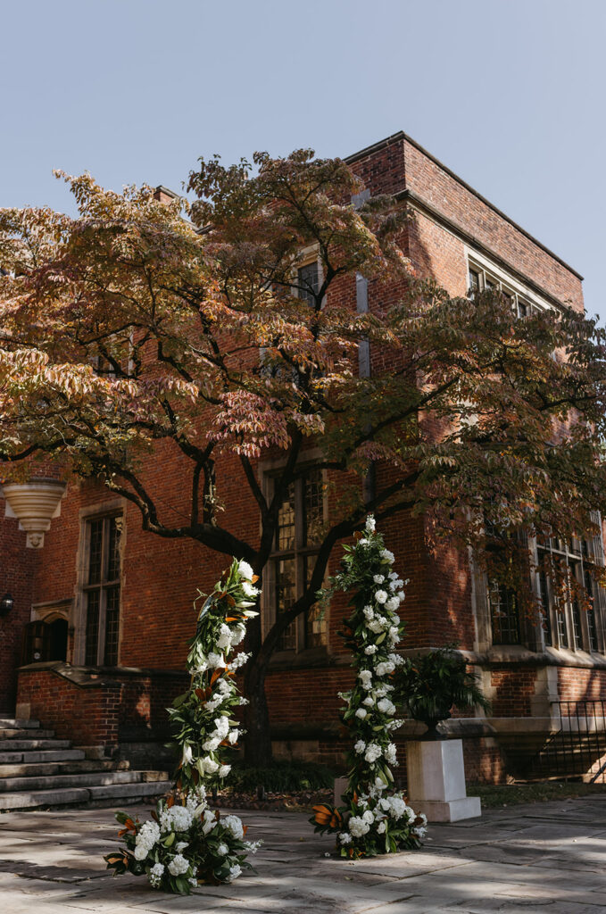 Floral arch for garden ceremony at Branch Museum Richmond wedding venue