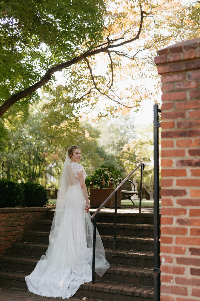 Bridal portraits on stairs at Richmond venue