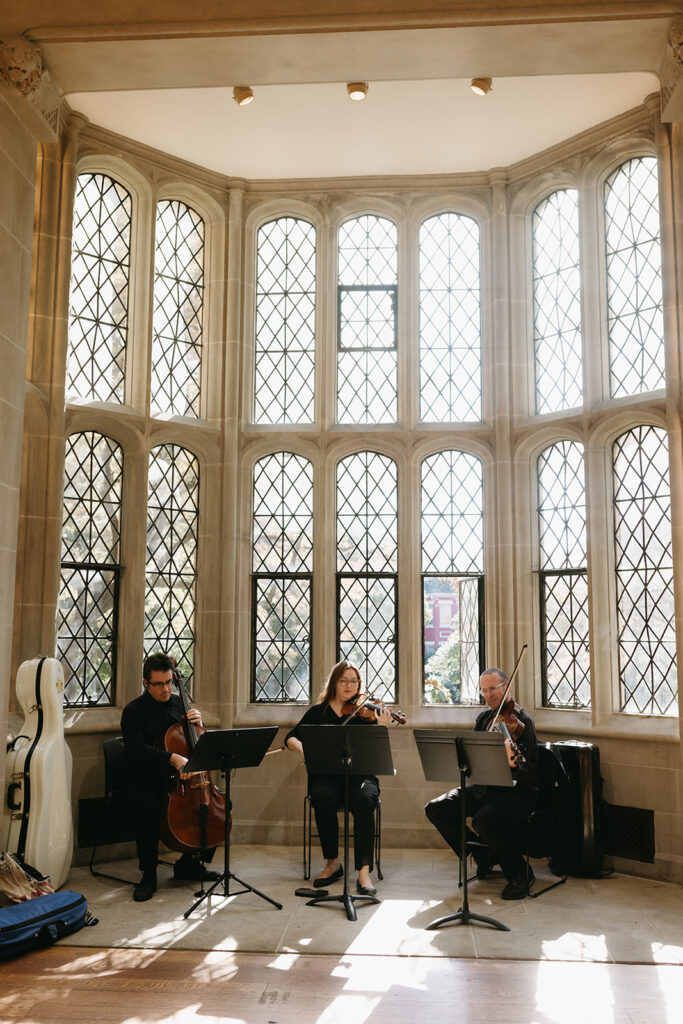 String band playing in gallery at Branch Museum in Richmond, Virginia