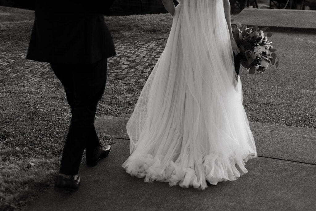 Bride and Groom portraits on their elopement day at Libby Hill in Richmond, Virginia at sunset.