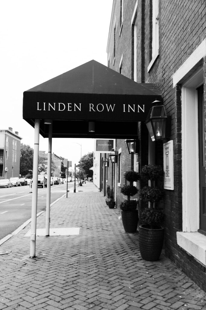 The entrance to Linden Row in Richmond, Virginia, photographed by Rebecca Burt Linden Row wedding photographer.
