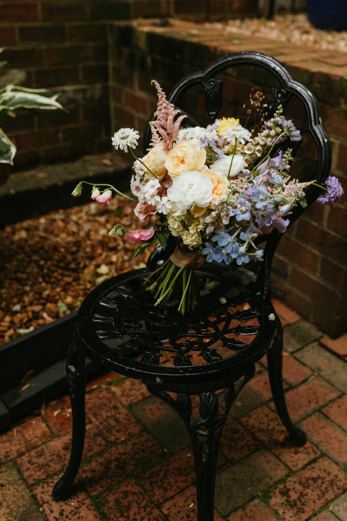Bridal bouquet by Hazel Witch Farm in Richmond, Virginia, photographed by Rebecca Burt Richmond, Virginia wedding photographer.