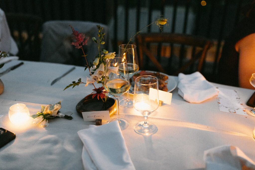 Abingdon Virginia summer wedding — lively reception with a disco dance floor at Summers Roof and Cellar, filled with laughter and dancing.