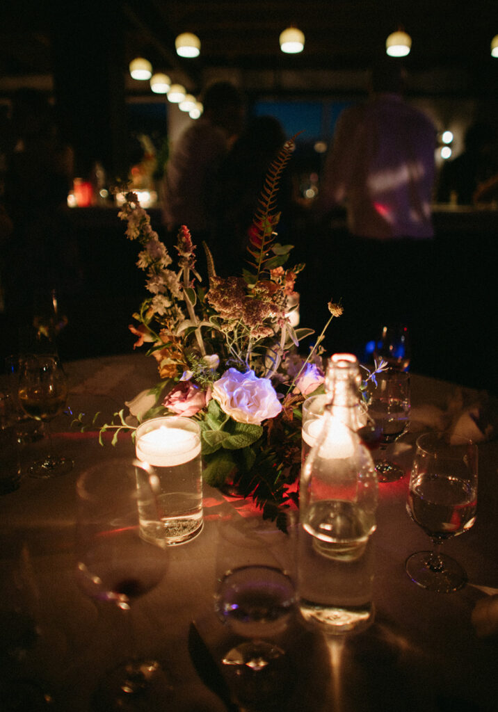 Abingdon Virginia summer wedding — lively reception with a disco dance floor at Summers Roof and Cellar, filled with laughter and dancing.